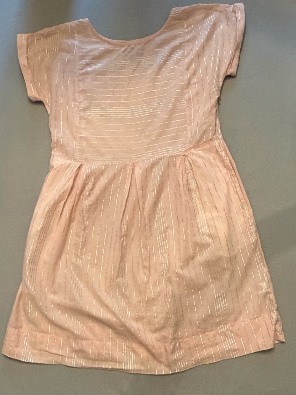 Peyton and Parker Pink Glitter Stripe Short Sleeve Dress with Slip L